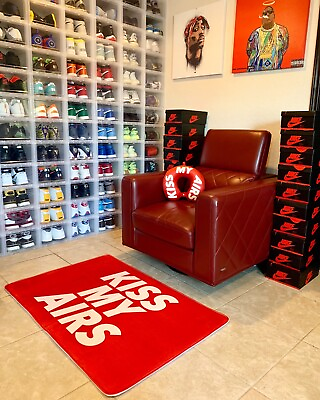 #ad Kiss My Airs Red Sneaker Inspired Floor Mat Sneaker Head Rug House Decoration $34.99