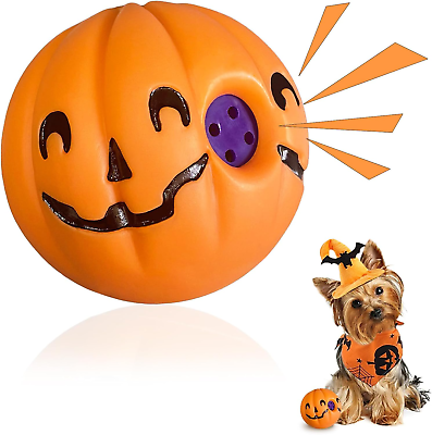 #ad 2.76quot; Wobble Giggle Ball for Dogs Pumpkin Style Interactive Dog Toys Squeaky So $7.23