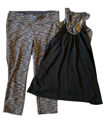 #ad Spalding Leggings Womens Medium Dark Gray Cropped Active Training Gym Sport Wear $7.95