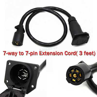 #ad 7 Way RV Trailer Extension Cord Connects Tail Brake and Reverse Lights 3ft. $26.99
