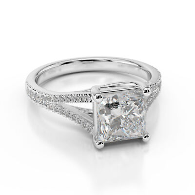 #ad 0.80 CT F SI1 Ladies Princess Cut Diamond Engagement Ring 950 Platinum $1882.66
