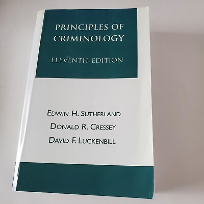 #ad PRINCIPLES OF CRIMINOLOGY THE REYNOLDS SERIES IN By Edwin H. Sutherland $30.00