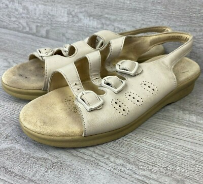 #ad SAS Tri Pad Comfort Ivory Bone Leather 3 Buckle Strap Sandals Shoes Sz 9.5N $27.74