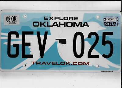 #ad OKLAHOMA passenger 2019 license plate quot;GEV 025quot; ***OKLAHOMA*** $5.50