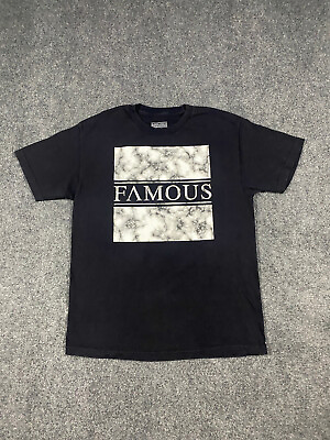 #ad Famous Stars And Straps Shirt Mens Large Black Short Sleeve Logo Marble Design $16.99