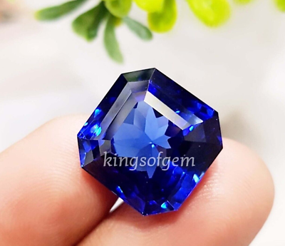 #ad 30 Ct Blue Sapphire Color Square Loose Gemstone Very nice Quality Cornflower $16.59