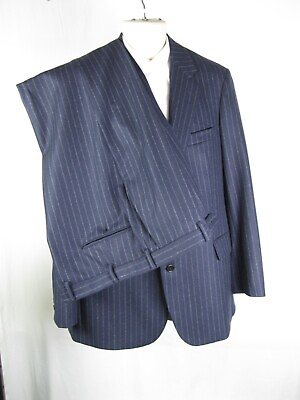 #ad Brooks Brothers Blue Striped Two Button Wool Suit Sz 40 LG Pants 39 X 32 USA $230.95