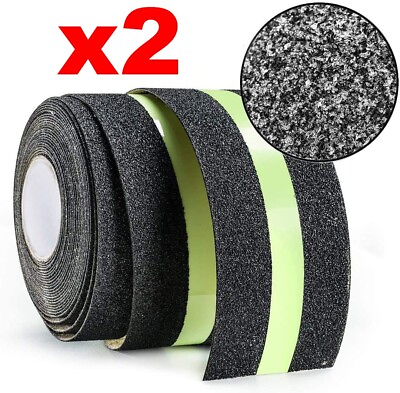 #ad 2quot;x30FT Black with Glow in the Dark Anti Slip Safety Grip Tape 80Grit 2PK 60FT $34.99