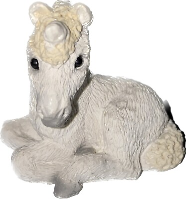 #ad Stone Critters Unicorn Baby Figurine Littles Laying Unicorn Foal In Cream 1988 $9.25