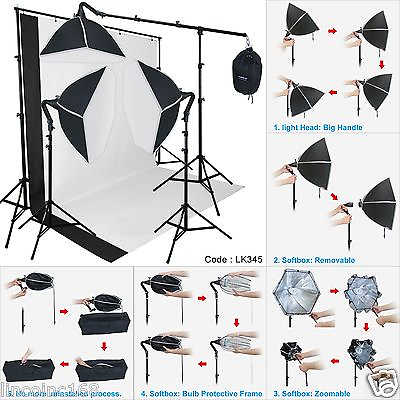 #ad Photography Studio Lighting Softbox Photo Light Muslin Backdrop Stand Kit $139.99
