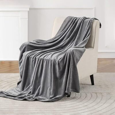 #ad LaSyL Fleece Blanket Twin 60quot;x80quot; Grey 300GSM Soft Cozy Plush Fuzzy Flannel... $23.08
