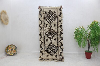 #ad Moroccan Vintage Beni Ourain Rug Handmade Berber Wool Area Rug 5.8 ft x 2.4 ft $232.00