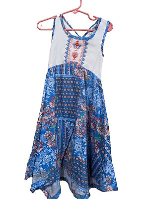 #ad Jana Michelle girls dress size 6 blue pink floral sleeveless $15.83