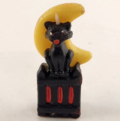 #ad Gurley Candle Black Cat 1950s Novelty Halloween Birthday Unburned Yellow 3 1 2quot; $29.00
