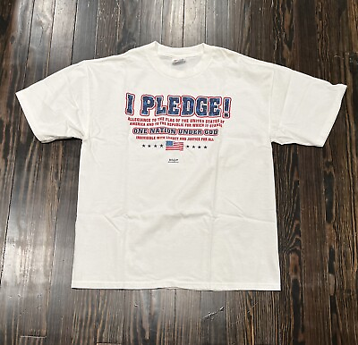 #ad Vintage USA I Pledge Allegiance Tee Shirt Mens Large White $11.99