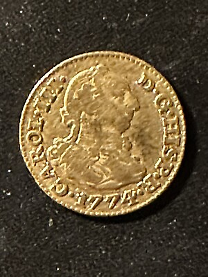 #ad Authentic 1774 Spanish Gold 1 2 Escudo Old Antique Pirate Doubloon Treasure Coin $400.00