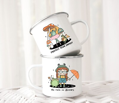 #ad Cute Retro Frog Enamel Camping Mug Cottagecore Gift for Frog Lovers $15.95