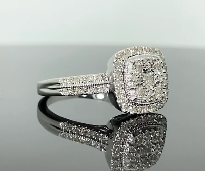 #ad 10K WHITE GOLD .60 CARAT WOMEN REAL DIAMOND ENGAGEMENT RING WEDDING RING BRIDAL $440.00