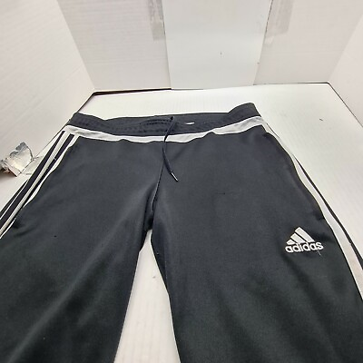 #ad Adidas Adult Youth Black T zip bottom Athletic Pants Medium size $10.42