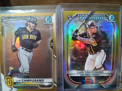 #ad Luis Campusano 2021 Bowman Chrome Gold 50 Padres amp; Gold Scouts Top 100. 50 $30.00