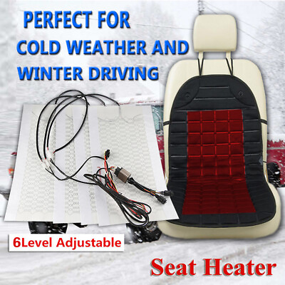 #ad 6 Level Car Seat Carbon Fiber Heated Cushion Heater Pad 12V Hi Off Lo Switch Kit $42.50