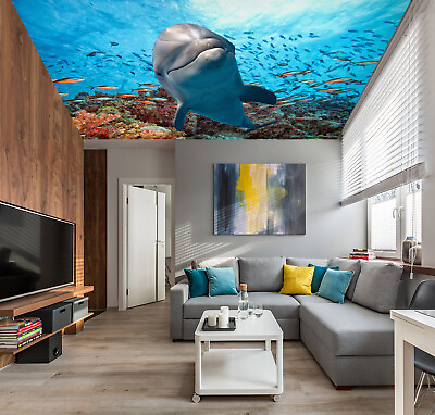 #ad 3D Ocean Dolphin NA2869 Ceiling WallPaper Murals Wall Print Decal AJ US Fay $116.99