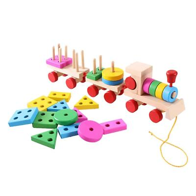 #ad Kids Stack and Sort Wooden Educational Toy With 16 Solid $22.38
