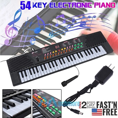 #ad 54 Keys Electronic Piano Music Keyboard Portable Musical Instrument Microphone $37.99