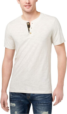 #ad 132 American Rag Mens Camo Placket Henley Shirt Beige XL $24.99