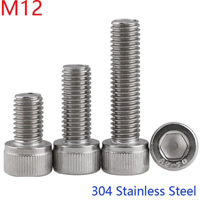 #ad M12x 1.75 12mm 304 Stainless Steel SOCKET HEAD Caps Screws DIN 912 A2 70 $13.59
