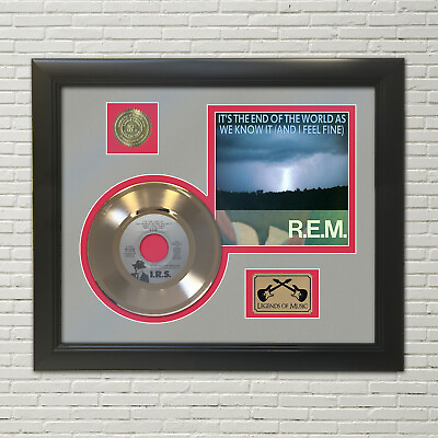 #ad REM Its The End Of The World Framed Picture Sleeve Gold 45 Record Display M4 $149.95