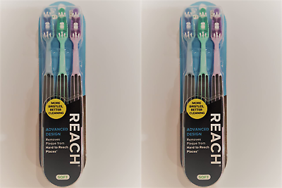 #ad 6 Reach Advanced Design Full Head Soft Toothbrush Assorted Colors 3 Count 2 pk $8.99