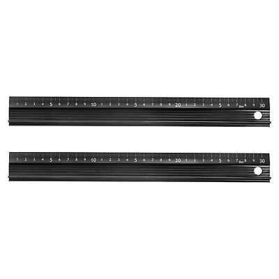 #ad 2pcs Metal Ruler 30cm Aluminum Alloy Anti Slip Straight Ruler Black AU $25.55