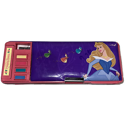 #ad 90s Disney Flomo Sleeping Beauty Multifunction Pencil Case Stationary Rare Pink $34.87