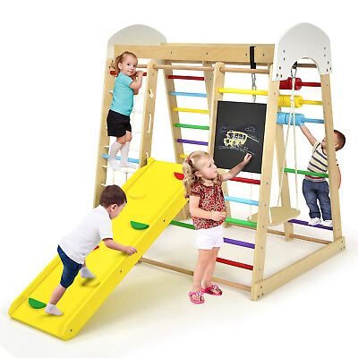 #ad Indoor Playground Climbing Gym Kids Wooden 8 in 1 Climber Playset for Children $279.99