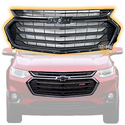 #ad For 2018 2021 Traverse RS Front Bumper Center Upper Grille Smoke Chrome Trim $168.00