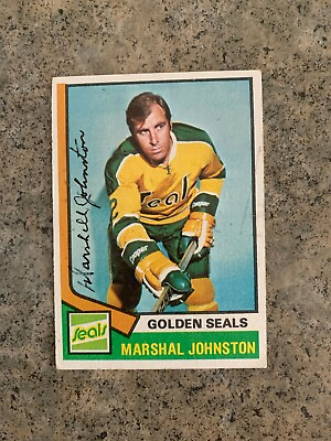 #ad MARSHALL JOHNSTON SIGNED AUTOGRAPHS 1974 TOPPS CALIFORNIA GOLDEN SEALS CARD #126 $17.50