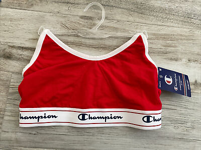 #ad CHAMPION Cotton Heritage Strappy Red Sport White Bralette Womens Sz M Medium New $15.00