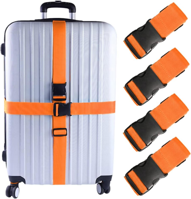 #ad 4 PCS 74quot; X 2quot; Luggage Straps Suitcase Belts Wide Adjustable Packing Straps Acce $18.16