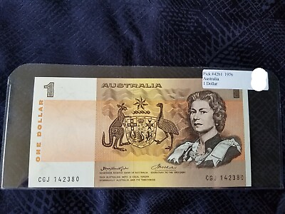 #ad Australia 1 Dollar 1976 Pick 42b1 Uncirculated Serial #CGJ 142380 $42.99