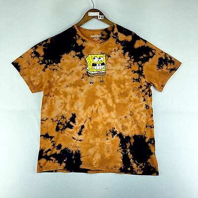 #ad Nickelodeon Sponge Bob Tie Dye T Shirt Multicolor Size XL Short Sleeve Cotton $14.78