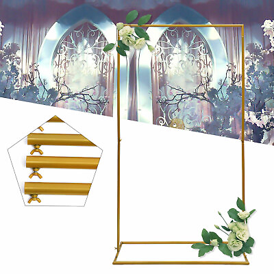 #ad Metal Rectangle Arch Stand Gold Flower Balloon Frame Wedding Props Venue Decor $68.40