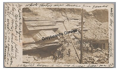 #ad RPPC Active Slate Quarry SLATINGTON PA Lehigh County 1904 Real Photo Postcard $49.99