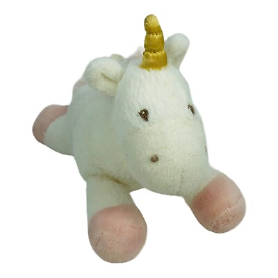 #ad Baby Gund Luna Unicorn 5 Inch Plush Rattle Pink White Stuffed Animal Toy $9.95