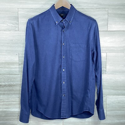 #ad J Crew Shirt Mens Medium SLIM FIT Blue Soft Flannel Button Down Cotton EUC $17.99