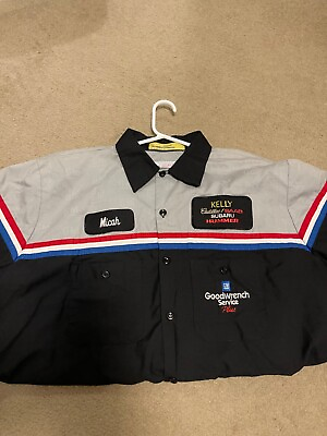 #ad USED GM GOODWRENCH SERVICE PLUS BUTTON UP LARGE SHORT SLEEVE MECHANIC SHIRT $37.99