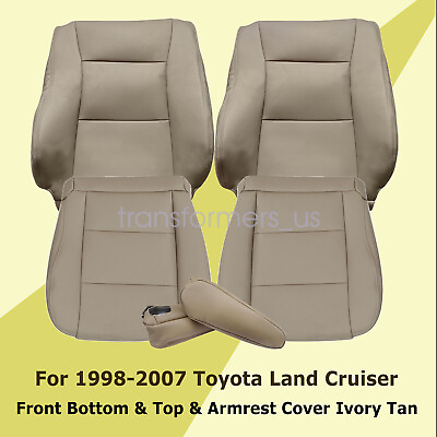#ad Fits Toyota Land Cruiser 1998 2007 Font Leather Seat Cover amp; Armrest Cover Tan $231.19