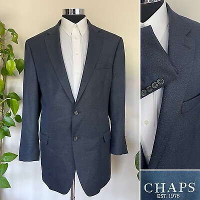 #ad Chaps Ralph Lauren Mens Two Button Blazer Poly Blend Sport Coat Jacket 48L $29.95
