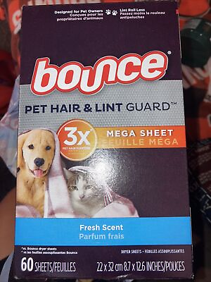 #ad #ad BOUNCE Pet Hair amp; Lint Guard MEGA Dryer Sheets 3X Pet Hair Fighter 60 Count $9.95
