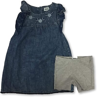 #ad Hudson Kids Girl#x27;s Denim Fringe Dress with Shorts 2 Piece Set $14.95